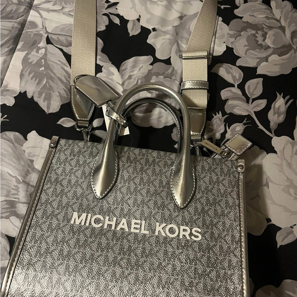 Michael Kors Crossbody Bag with Silver Accents NEW